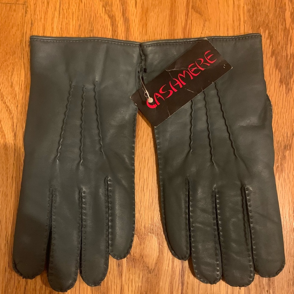 Vintage leather & Cashmere gloves  “Elmers Little” leather gray Gloves NWT